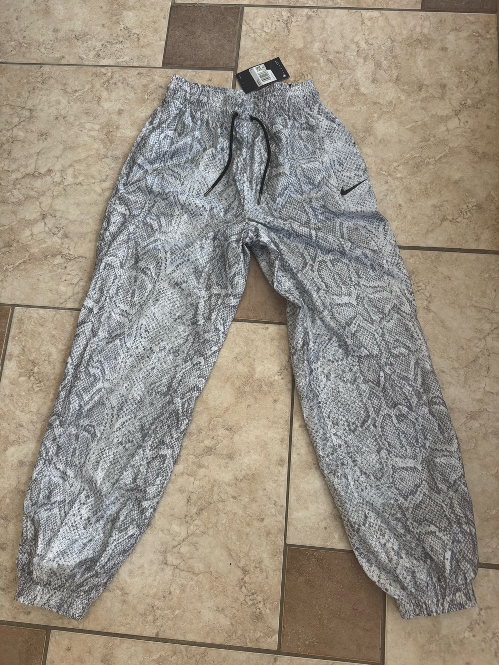 Nike Kids Gray Snake-Print Joggers with Black Swoosh